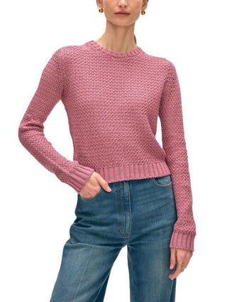 Mercerized Cotton Textured Crew - Dusty Rose
