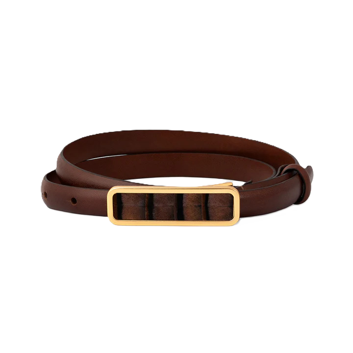 ACE BASIN ABBY FEATHER BUCKLE LEATHER BELT - RED PHEASANT main image 1