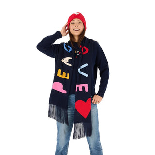 Peace & Love Scarf - Indigo Blue