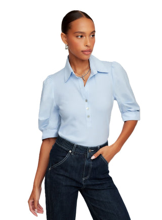 Camden Contrast Henley Top - Light Blue