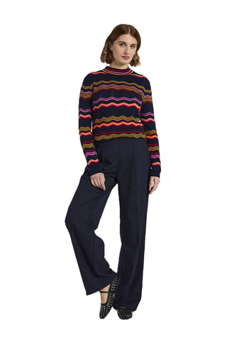 Cordelia Skinny Polo - Navy Pink Multi