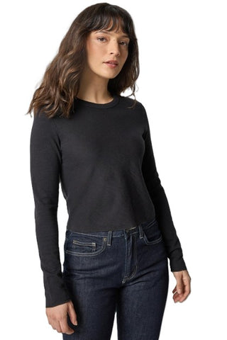 Long Sleeve Cropped Tee - Black