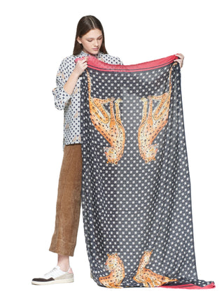 Leopard & Star Print Scarf - Multi