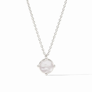 Honeybee Solitaire Silver Necklace - Iridescent Clear Crystal