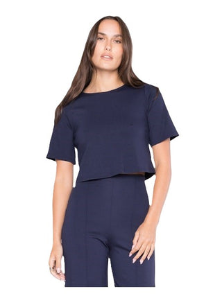 Crop Short Sleeve Top - Navy
