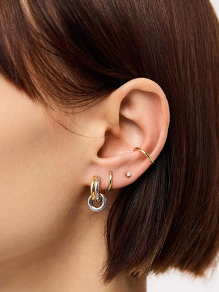 Ana Luisa Asher Drop Huggie Earring - Two Tone