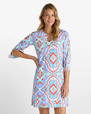 Jude Connally Megan Dress - Fez Tile Light Aqua