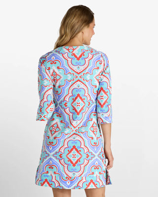 Jude Connally Megan Dress - Fez Tile Light Aqua