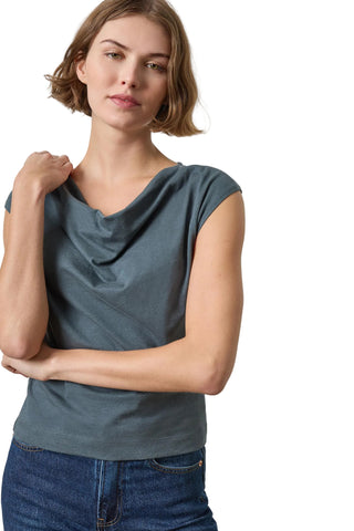 Lilla P Drape Neck Wedge Top - Mineral