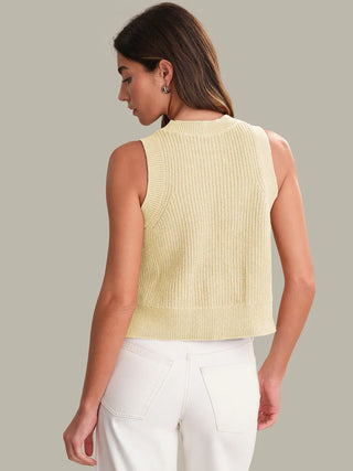 525 - Demi High Crew Neck Tank - Lemon Icing