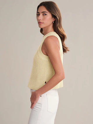 525 - Demi High Crew Neck Tank - Lemon Icing