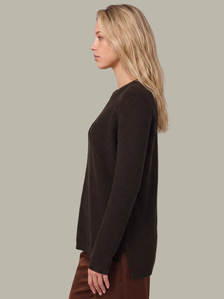 525 America Emma Crewneck Shaker Sweater - Chocolate Plum