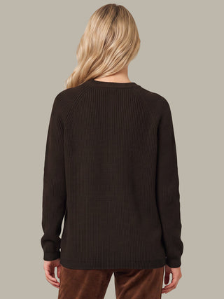 525 America Emma Crewneck Shaker Sweater - Chocolate Plum