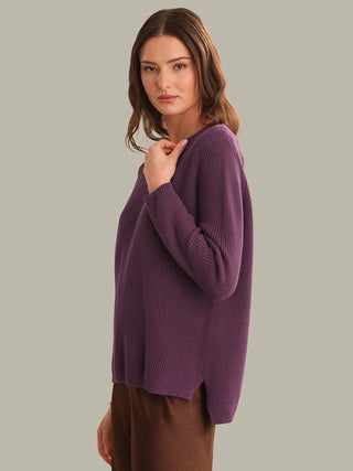 525 America Emma Crewneck Shaker Sweater - Italian Plum