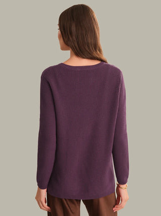 525 America Emma Crewneck Shaker Sweater - Italian Plum