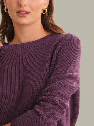 525 America Emma Crewneck Shaker Sweater - Italian Plum