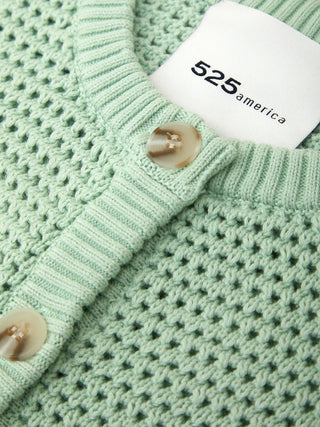 525 - Marie Pocket Front Crew Neck Cardigan - Silt Green