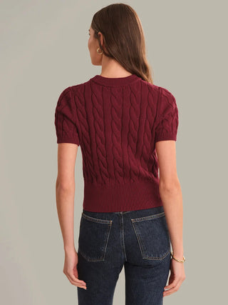 525 America Sky Cable Crew Neck Pullover - Dark Cherry
