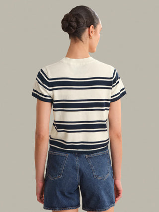 Nerida Striped Sweater Tee - Chalk/Dark Blue