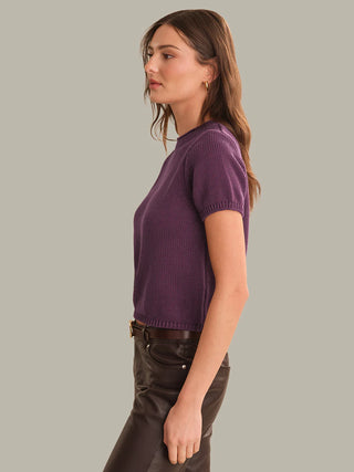 525 America Banks Rolled Edge Sweater Tee - Italian Plum