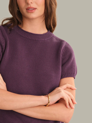 525 America Banks Rolled Edge Sweater Tee - Italian Plum