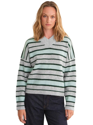 525 America Bexley High V Cropped Pullover - Grey Pearl Combo
