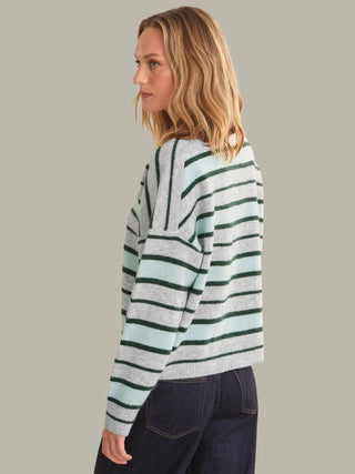 525 America Bexley High V Cropped Pullover - Grey Pearl Combo