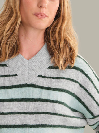 525 America Bexley High V Cropped Pullover - Grey Pearl Combo