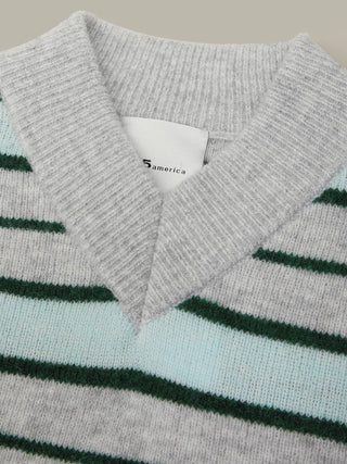 525 America Bexley High V Cropped Pullover - Grey Pearl Combo