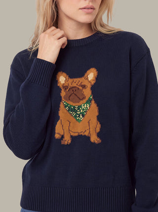 525 America Dog With Bandana Sweater - Dark Blue Combo