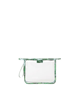 Small Clear Metro Clutch - Tropical Palm