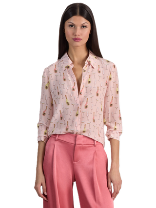 Alice + Olivia Willa Placket Top - Champagne Pop