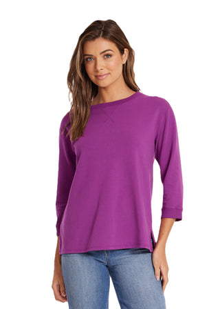 3/4 Sleeve HI-LO Tunic With Slide Slits - Violet Vibes