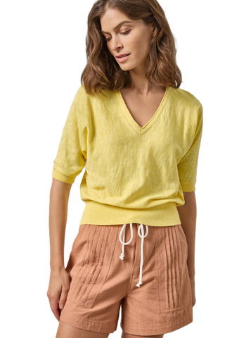 Dolman V-Neck Sweater - Lemon
