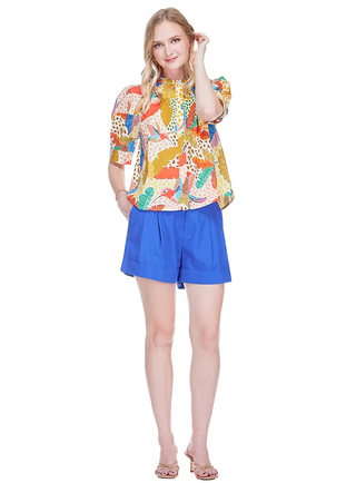 Jade Lantern Sleeve Shirt - Jungle flight