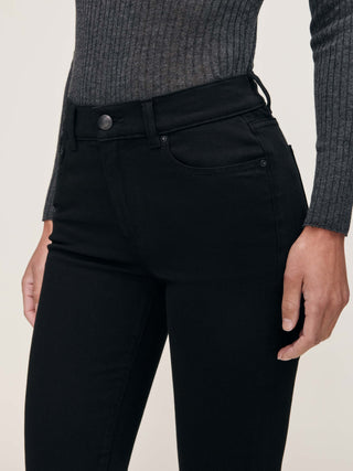 DL1961 Mara Straight: Mid Rise Instasculpt Ankle - Black