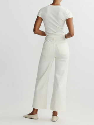Hepburn Wide Leg High Rise Ankle - Eggshell