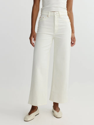 Hepburn Wide Leg High Rise Ankle - Eggshell
