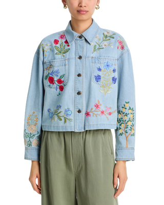 Beatrix Cropped Denim Jacket - Denim Blue