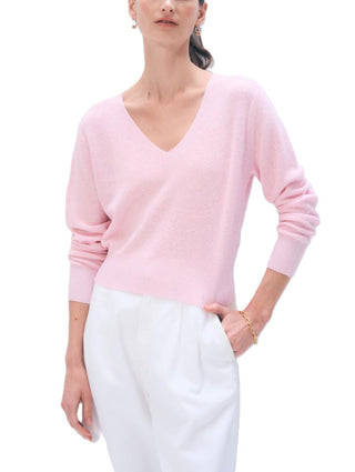 Linen Blend V-Neck - Porcelain Pink