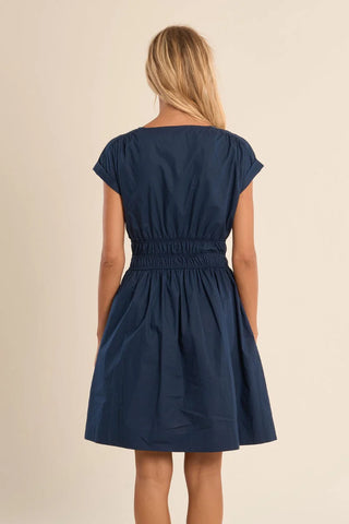 Ladies Woven Dress - Navy Blue