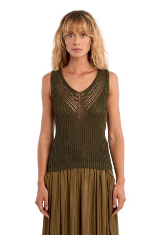 Molly Bracken - Ladies Knitted Tank Top - Khaki