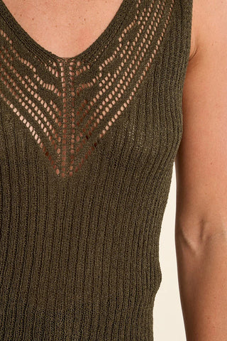 Molly Bracken - Ladies Knitted Tank Top - Khaki