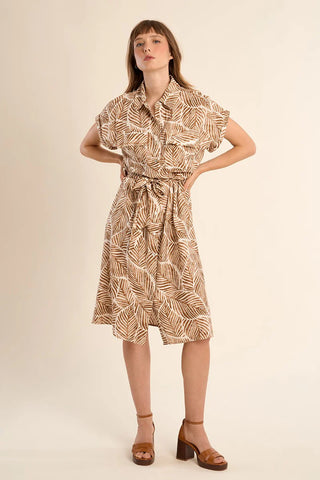 Ladies Woven Dress - Camel Mathilde