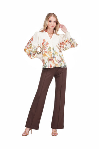 Jade Split Neck Blouse - Wild Bloom