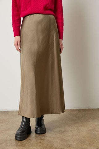 Satin Bias Maxi Skirt - Parsley