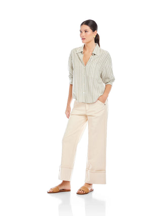 Leighton Ruched Sleeve Shirt - Sage