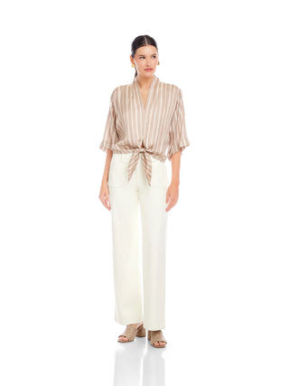 Bernice Tie-Front Blouse - Khaki