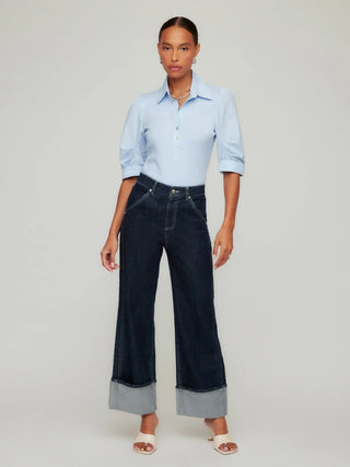 Camden Contrast Henley Top - Light Blue