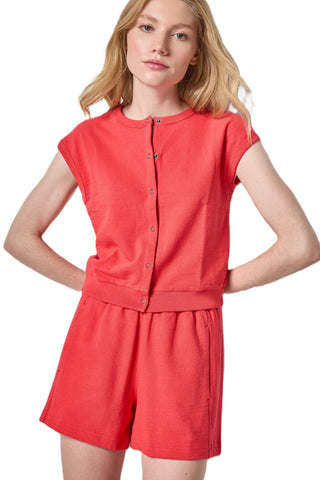 Lilla P Sleeveless Cardigan - Textured Terry Zinnia